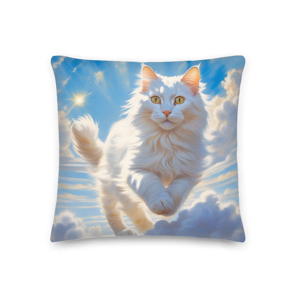 PugMug Custom White Companion Cat Premium Pillow
