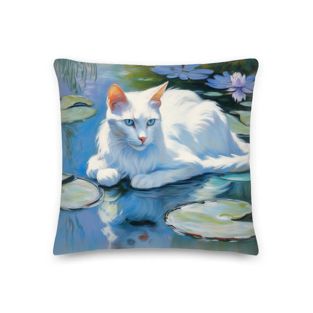 PugMug Custom White Companion Cat Premium Pillow