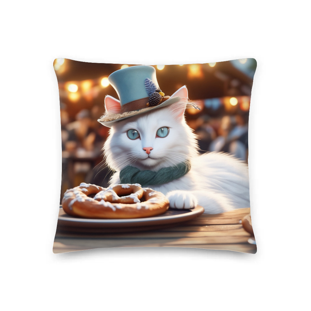PugMug Custom White Companion Cat Premium Pillow