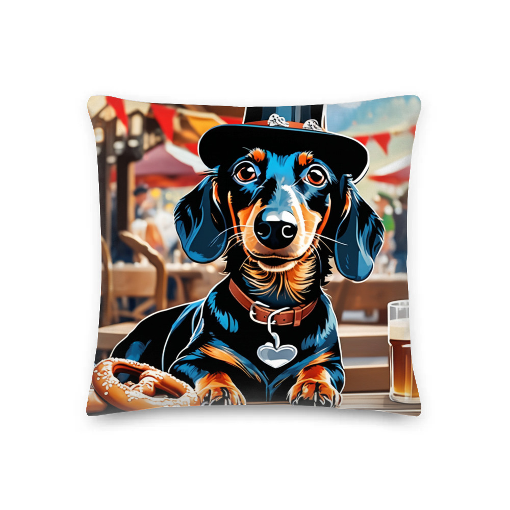 PugMug Custom Black Dachshund Premium Pillow