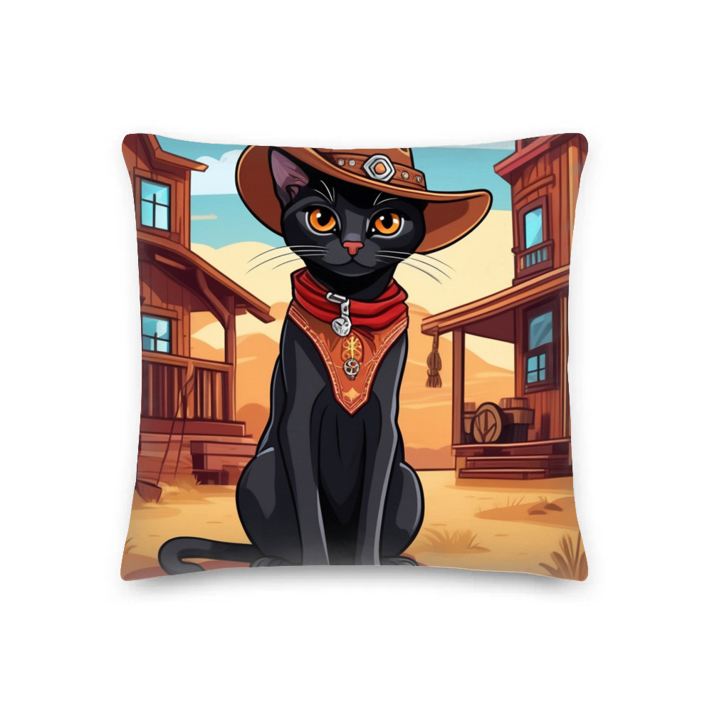 PugMug Custom Black Abyssinian Cat Premium Pillow