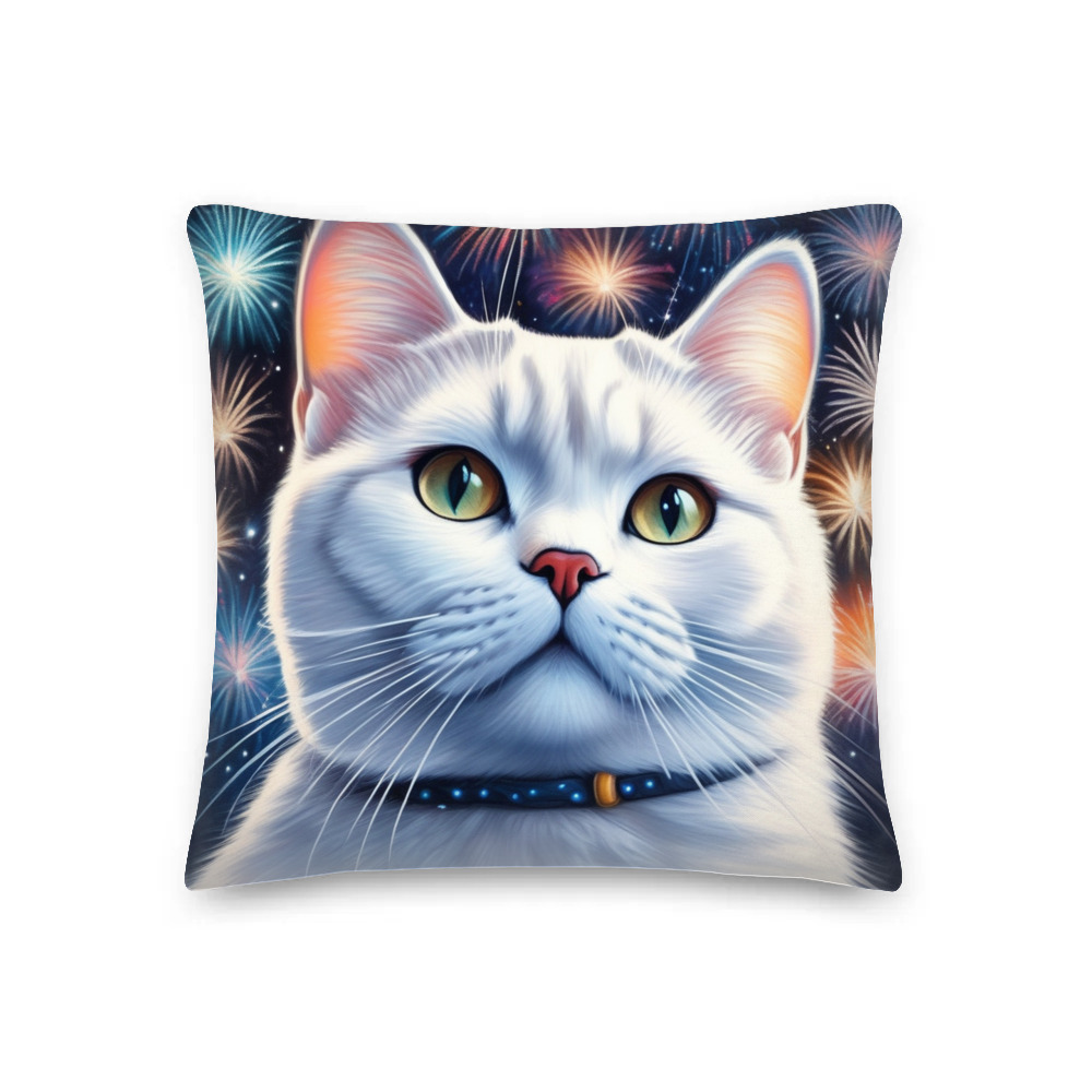 PugMug Custom White British Shorthair Cat Premium Pillow