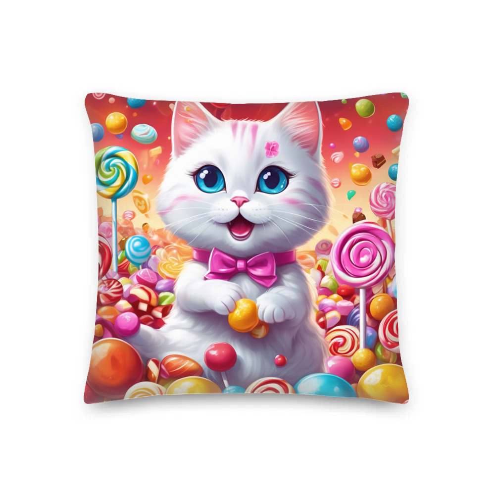 PugMug Custom White Companion Cat Premium Pillow