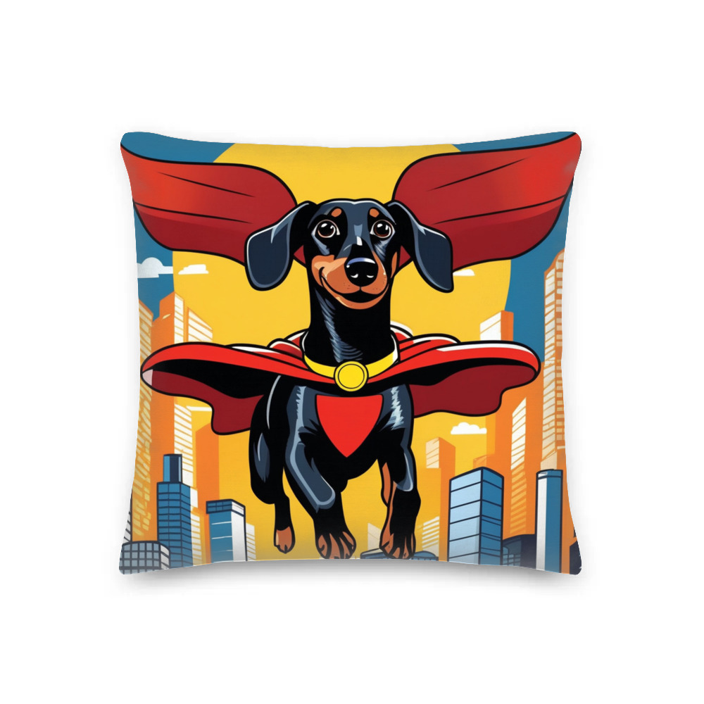 PugMug Custom Black Dachshund Premium Pillow