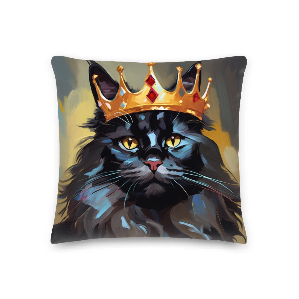 PugMug Custom Black Maine Coon Cat Premium Pillow