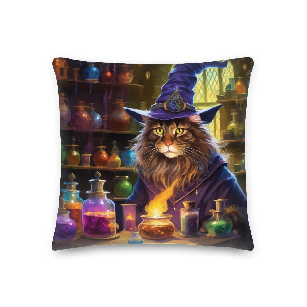 PugMug Custom Tabby Maine Coon Cat Premium Pillow