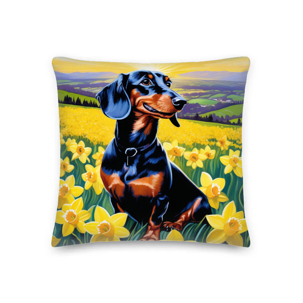 PugMug Custom Black Dachshund Premium Pillow