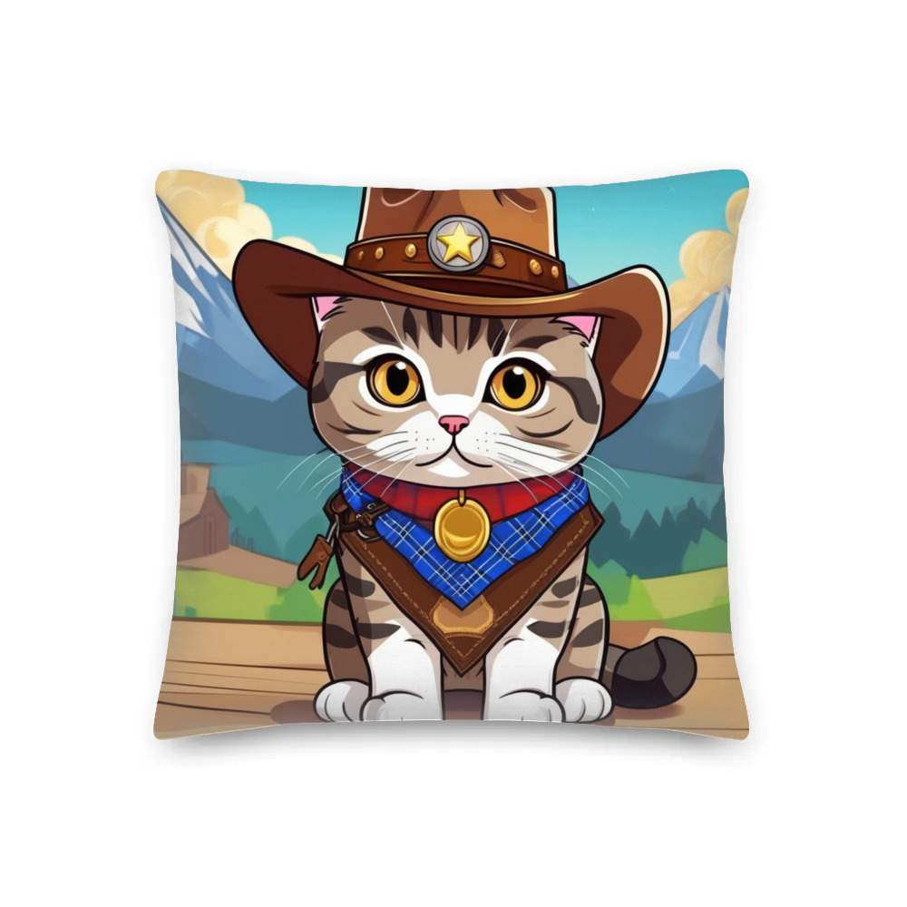 PugMug Custom Tabby Scottish Fold Cat Premium Pillow