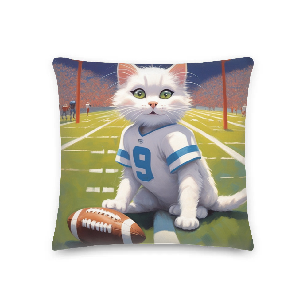 PugMug Custom White Companion Cat Premium Pillow