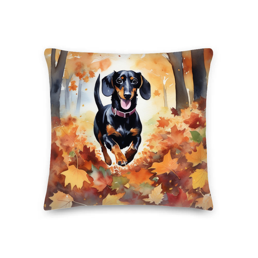 PugMug Custom Black Dachshund Premium Pillow
