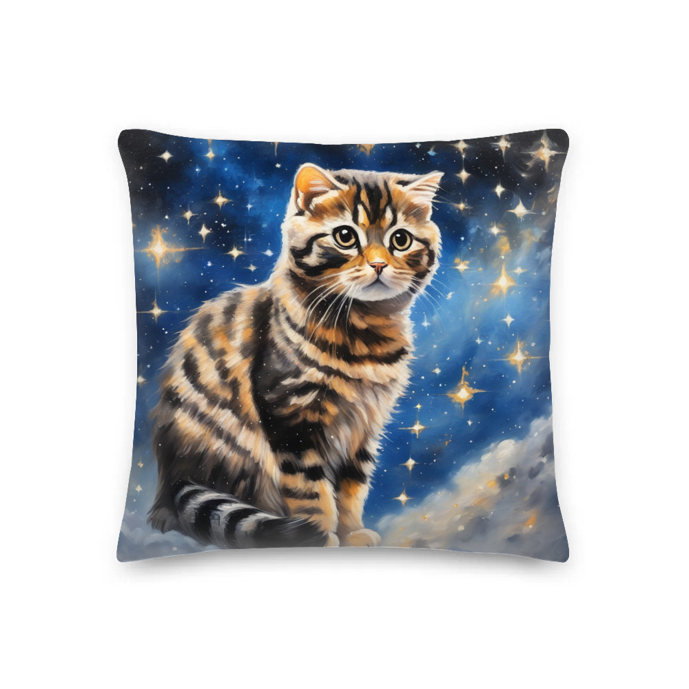 PugMug Custom Tabby Scottish Fold Cat Premium Pillow