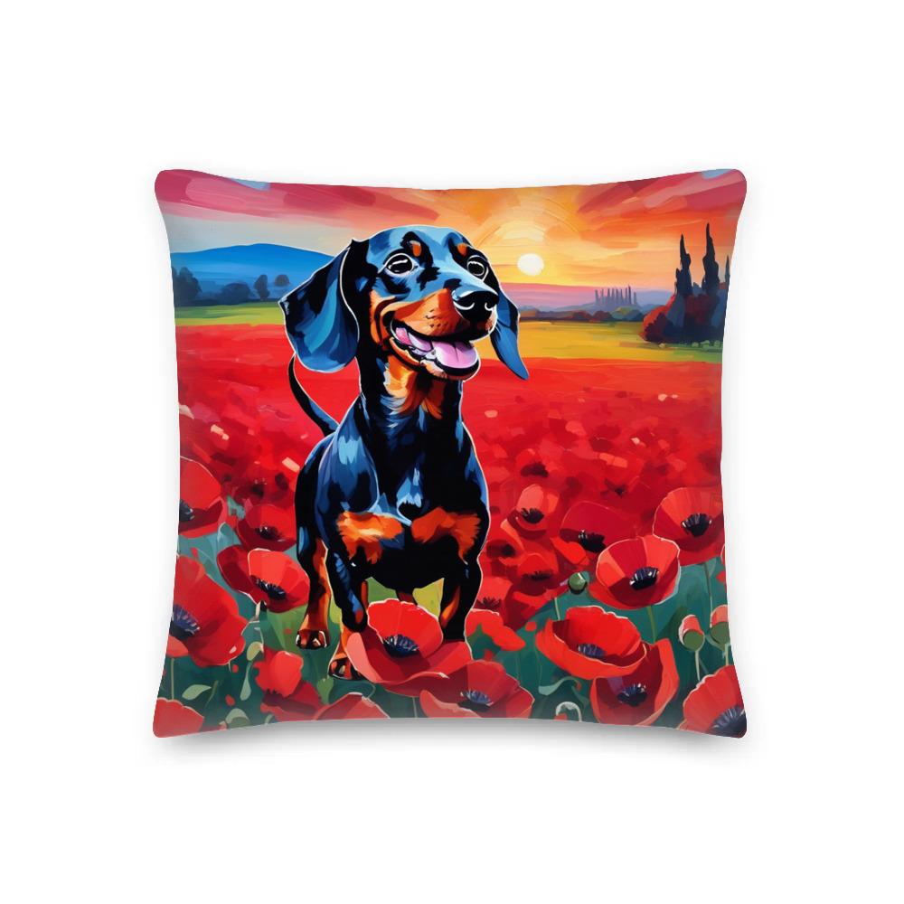 PugMug Custom Black Dachshund Premium Pillow