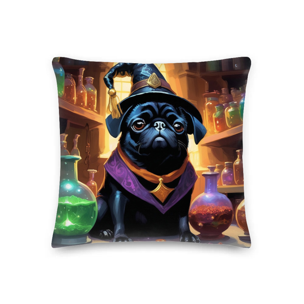 PugMug Custom Black Pug Premium Pillow