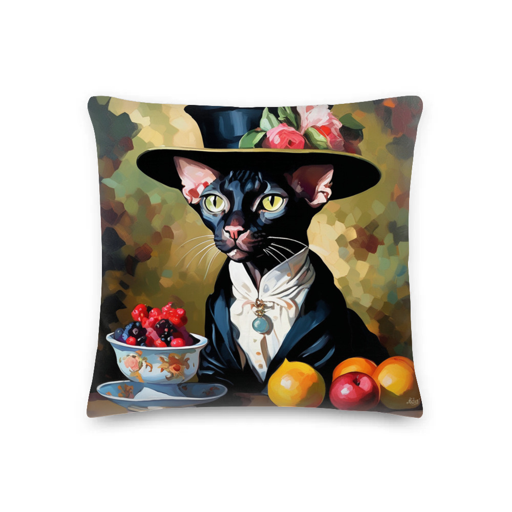 PugMug Custom Black Sphynx Cat Premium Pillow