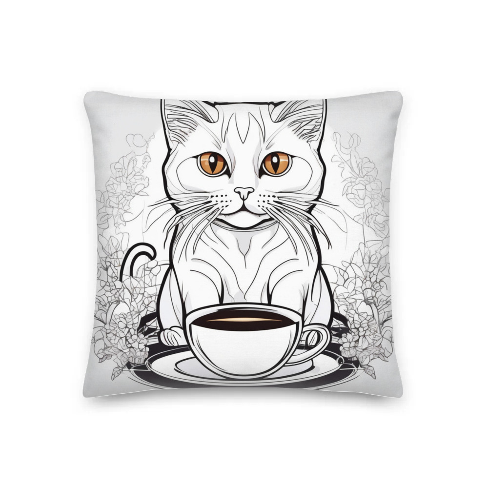 PugMug Custom White Companion Cat Premium Pillow