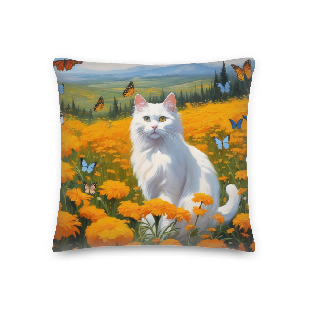 PugMug Custom White Companion Cat Premium Pillow