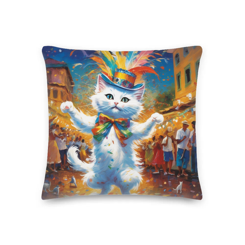 PugMug Custom White Companion Cat Premium Pillow