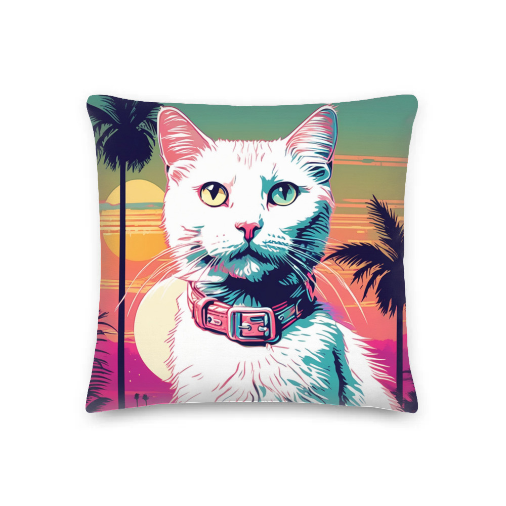 PugMug Custom White Companion Cat Premium Pillow