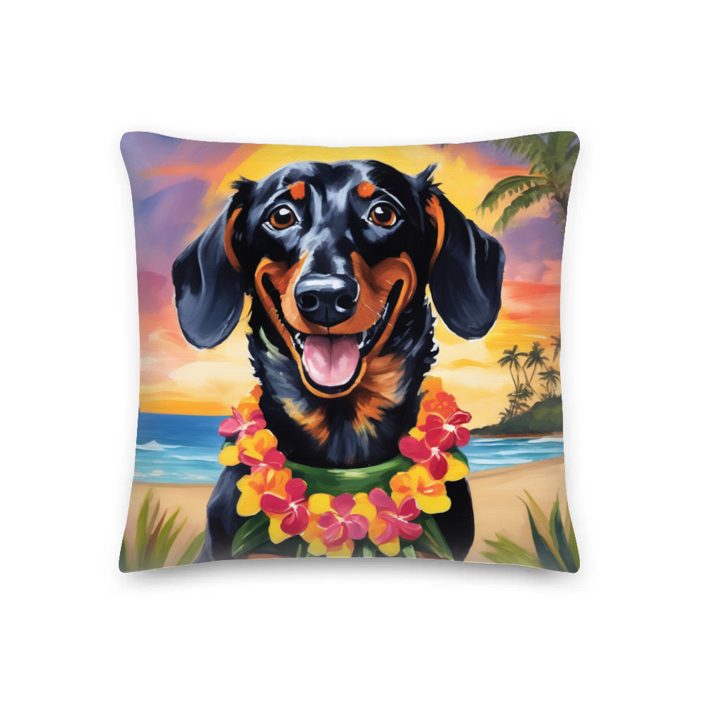 PugMug Custom Black Dachshund Premium Pillow
