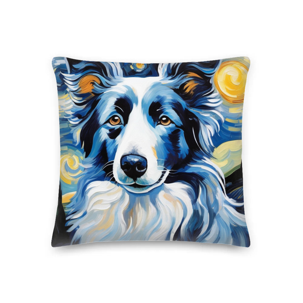 PugMug Custom Blue Merle Border Collie Premium Pillow