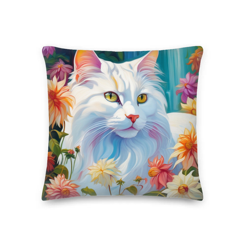 PugMug Custom White Companion Cat Premium Pillow