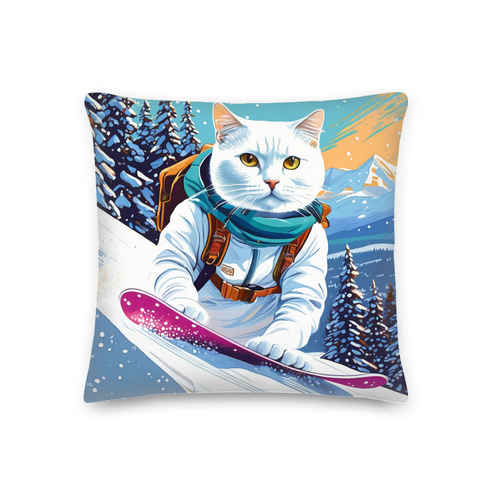 PugMug Custom White Companion Cat Premium Pillow