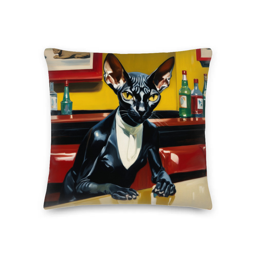 PugMug Custom Black Sphynx Cat Premium Pillow