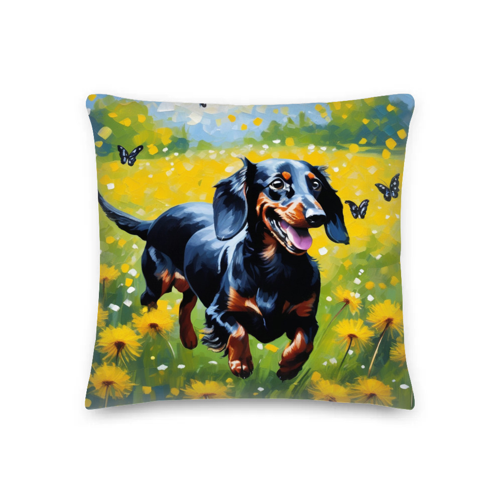 PugMug Custom Black Dachshund Premium Pillow