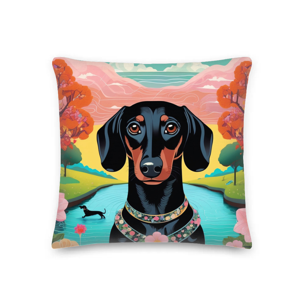 PugMug Custom Black Dachshund Premium Pillow