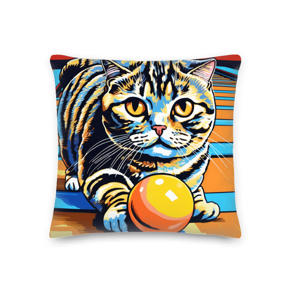 PugMug Custom Tabby Scottish Fold Cat Premium Pillow