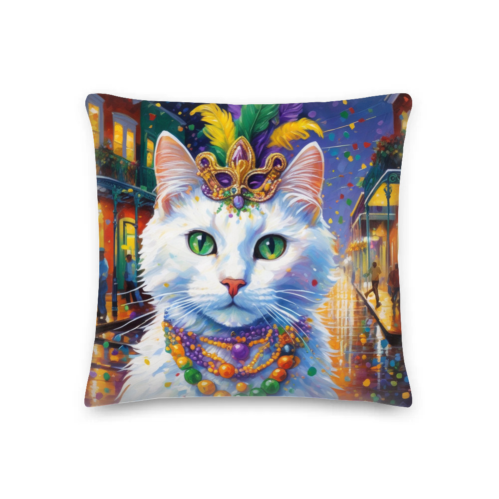 PugMug Custom White Companion Cat Premium Pillow
