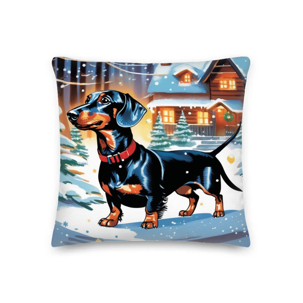 PugMug Custom Black Dachshund Premium Pillow