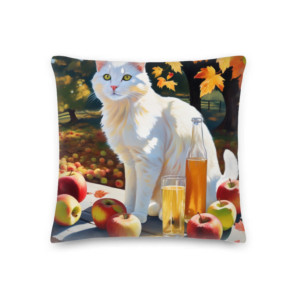 PugMug Custom White Companion Cat Premium Pillow