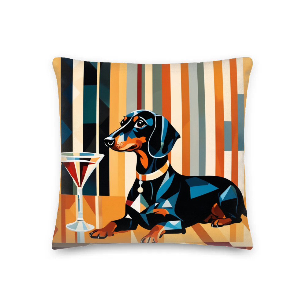PugMug Custom Black Dachshund Premium Pillow