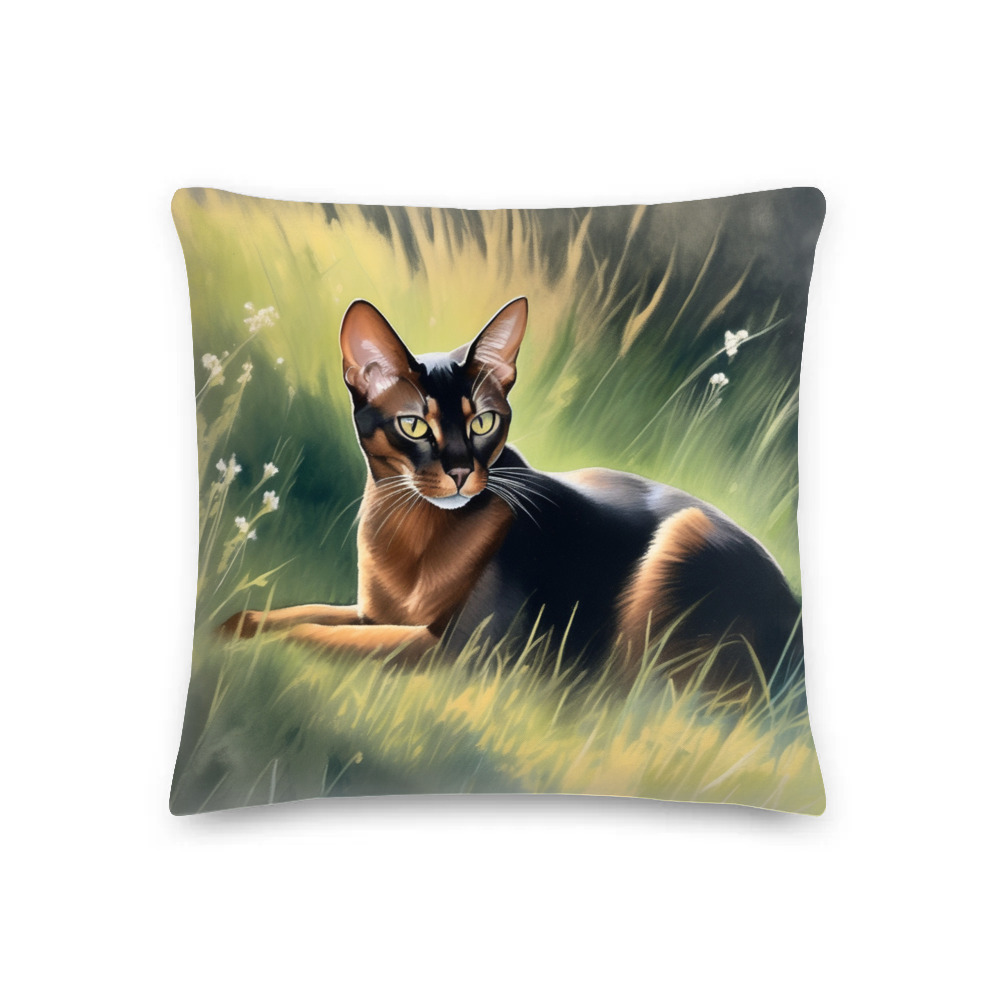 PugMug Custom Black Abyssinian Cat Premium Pillow