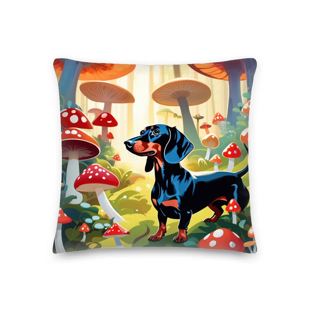 PugMug Custom Black Dachshund Premium Pillow
