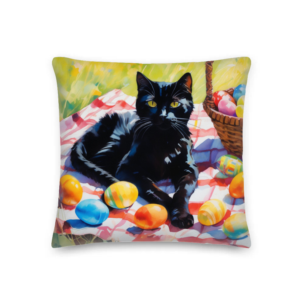 PugMug Custom Black Companion Cat Premium Pillow