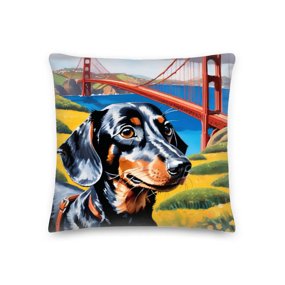 PugMug Custom Black Dachshund Premium Pillow