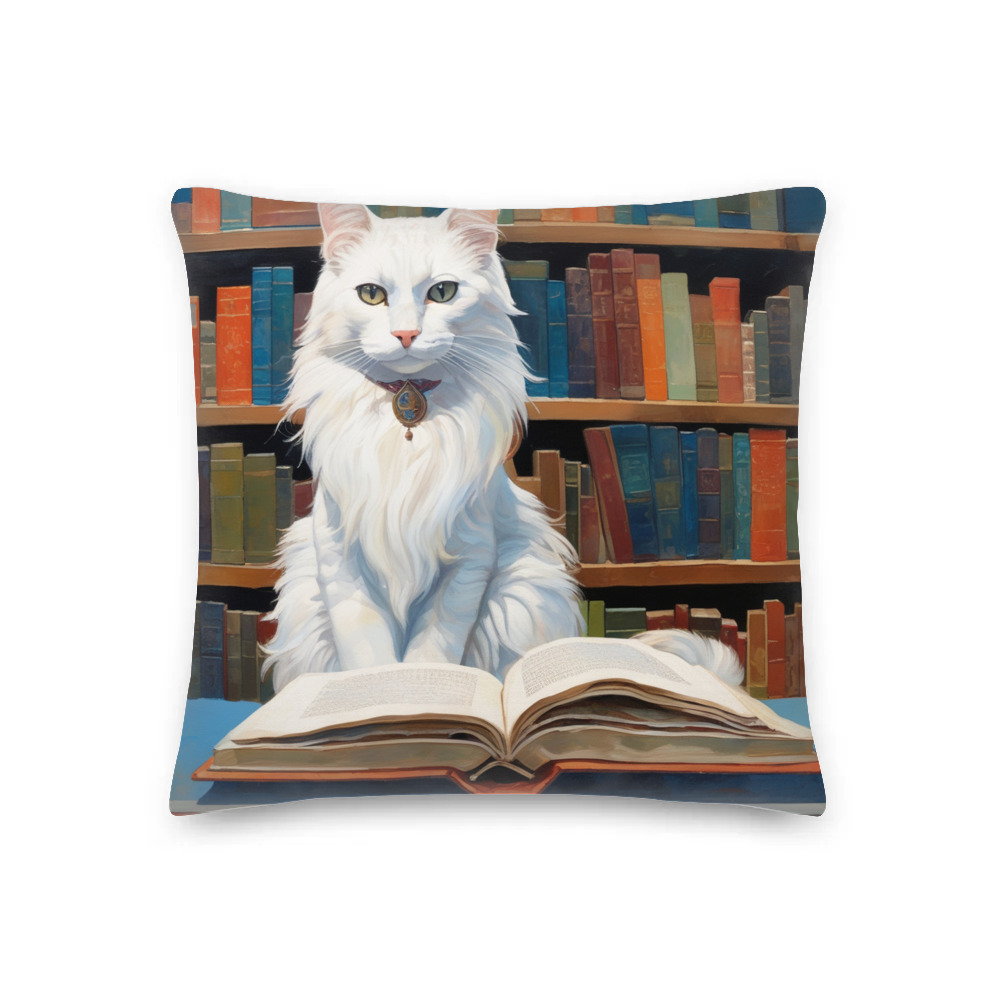 PugMug Custom White Companion Cat Premium Pillow