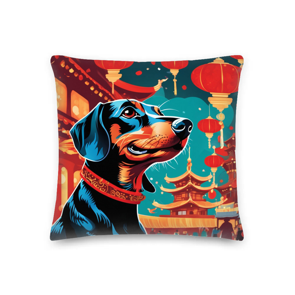 PugMug Custom Black Dachshund Premium Pillow