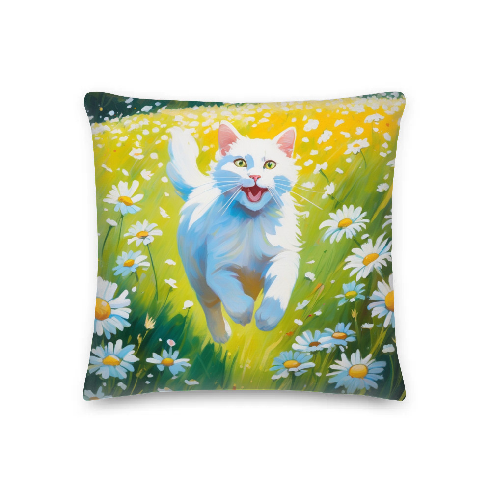PugMug Custom White Companion Cat Premium Pillow