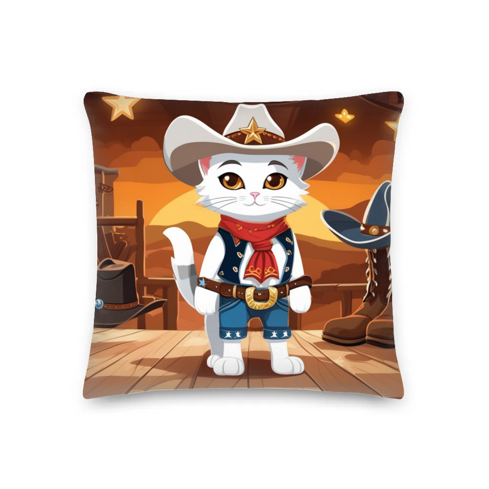 PugMug Custom White Companion Cat Premium Pillow