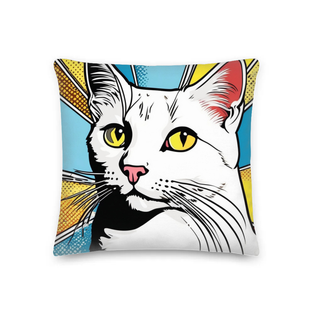 PugMug Custom White Companion Cat Premium Pillow