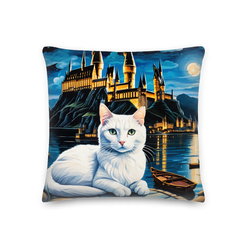 PugMug Custom White Companion Cat Premium Pillow