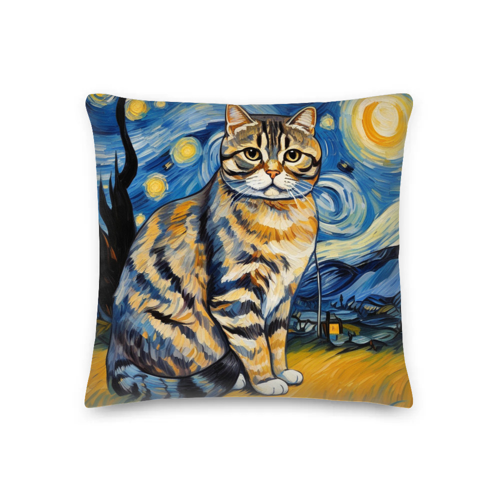 PugMug Custom Tabby Scottish Fold Cat Premium Pillow