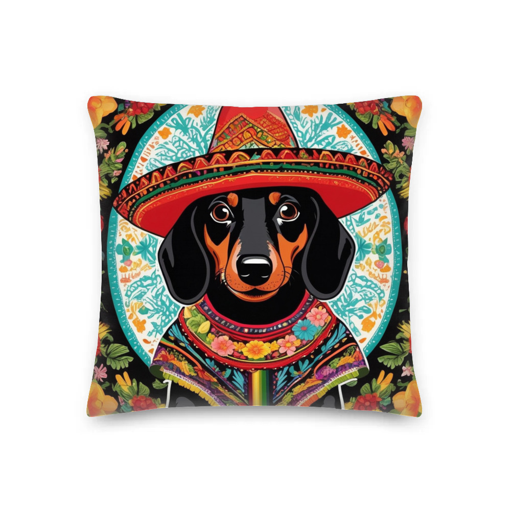 PugMug Custom Black Dachshund Premium Pillow