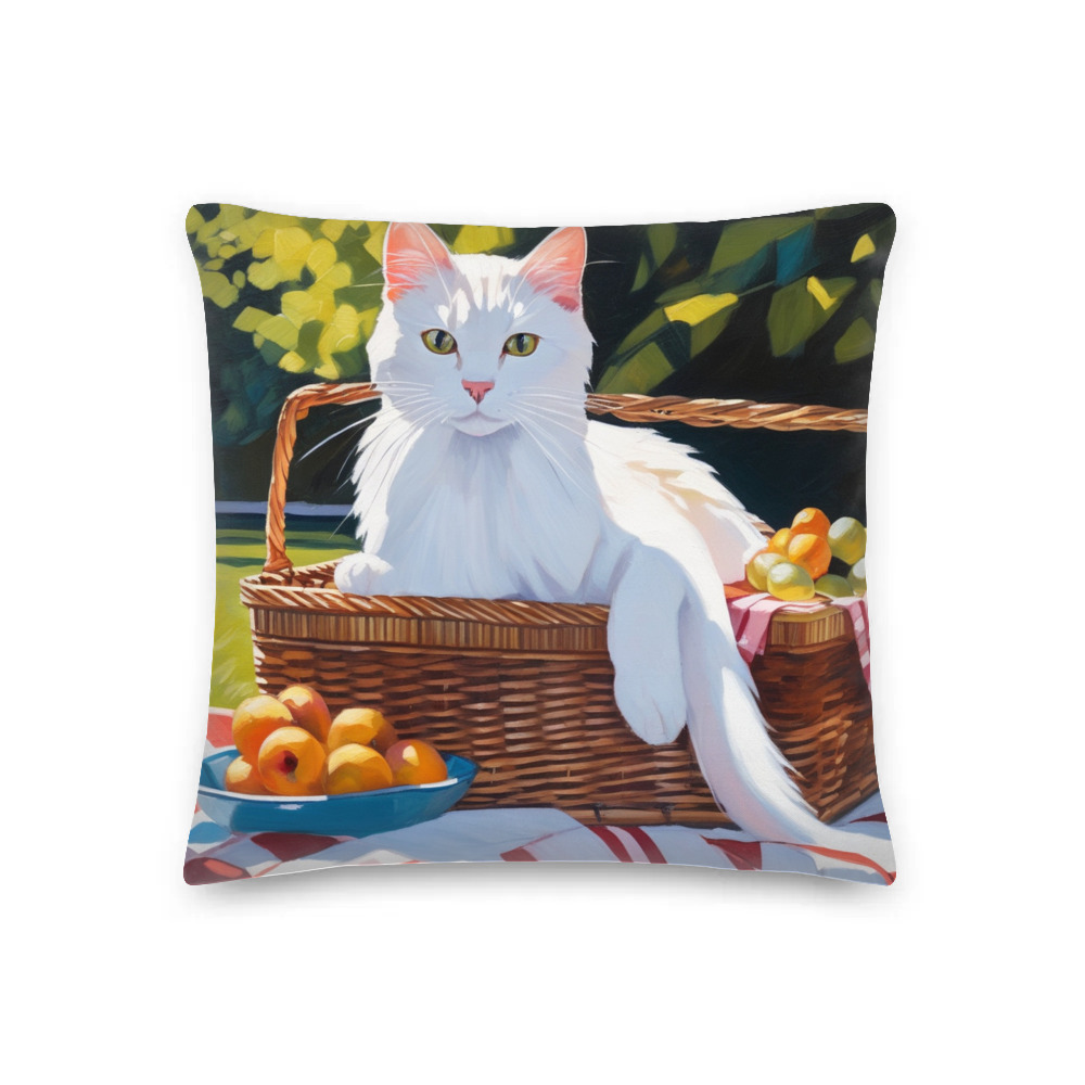 PugMug Custom White Companion Cat Premium Pillow