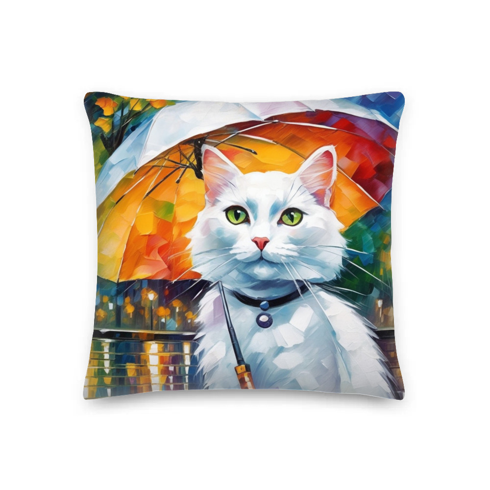 PugMug Custom White Companion Cat Premium Pillow