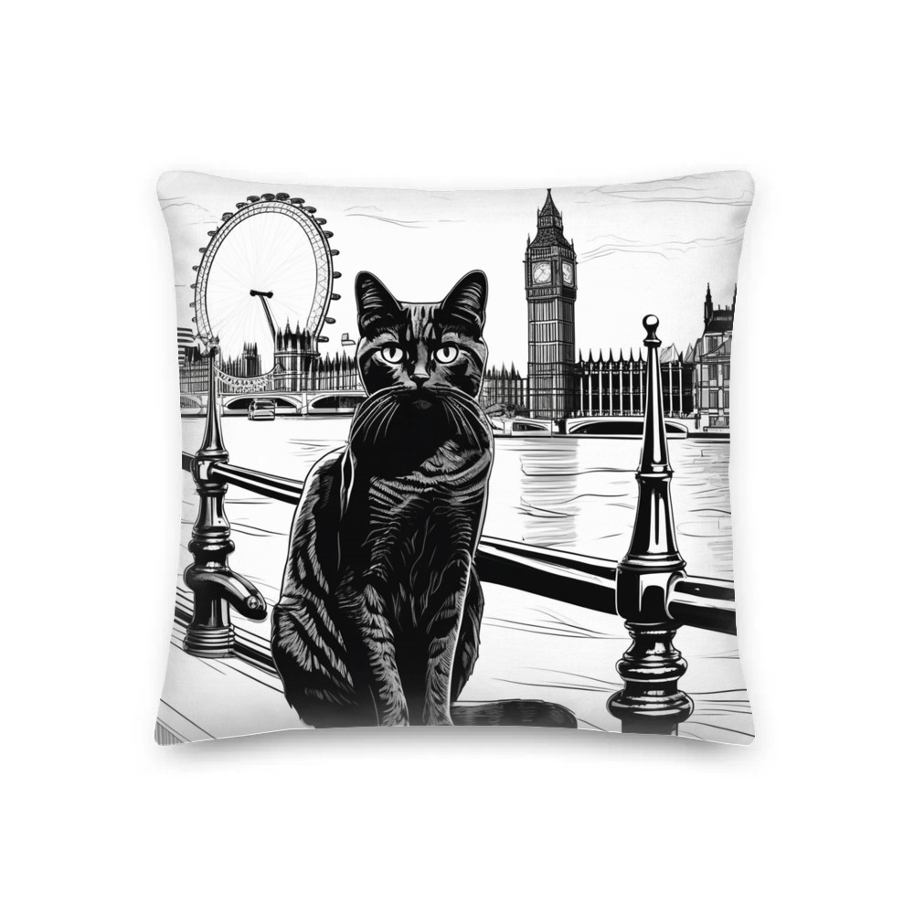 PugMug Custom Black American Shorthair Cat Premium Pillow