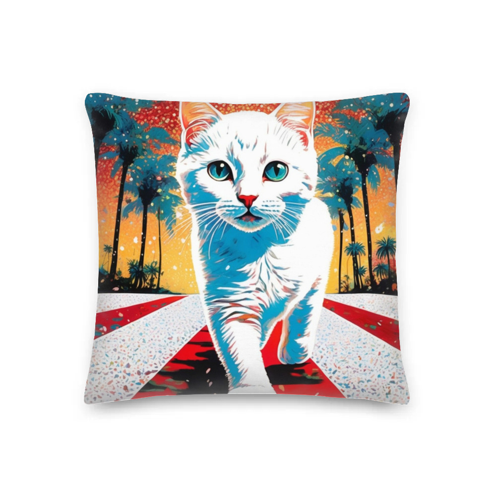 PugMug Custom White Companion Cat Premium Pillow